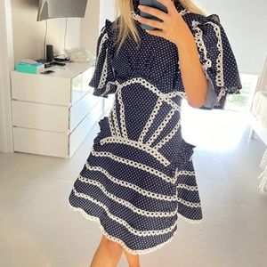 Navy High collar dress